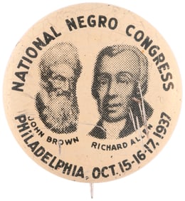 NATIONAL NEGRO CONGRESS BROWN & ALLEN CIVIL RIGHTS BUTTON.