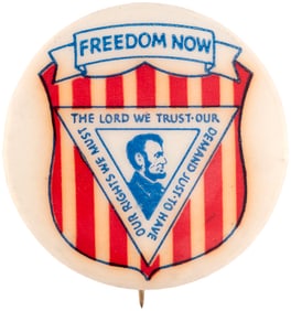 FREEDOM NOW SCARCE LINCOLN PORTRAIT CIVIL RIGHTS BUTTON.