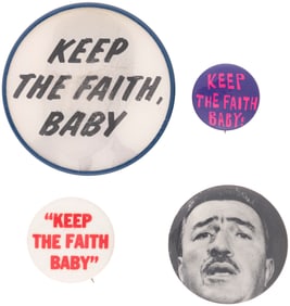 ADAM CLAYTON POWELL FOUR CIVIL RIGHTS BUTTONS INC. SCARCE FLASHER.