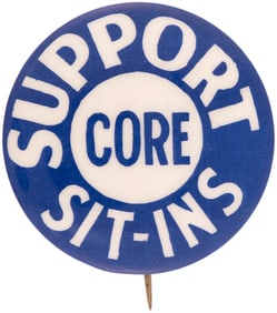 SUPPORT CORE SIT-INS SCARCE CIVIL RIGHTS BUTTON.