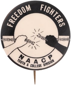 FREEDOM FIGHTERS NAACP YOUTH & COLLEGE DIVISION CIVIL RIGHTS BUTTON.