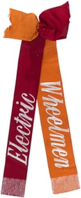 ELECTRIC WHEELMEN BICYCLE CLUB OF READING, PA SOUVENIR RIBBON BADGE C. 1896 FIRST ANNUAL RACE MEET.