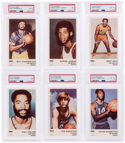 1972-73 ICEE BEAR BASKETBALL COMPLETE CARD SET WITH PSA GRADED KEY CARDS (6).