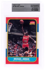 1986-87 FLEER #57 MICHAEL JORDAN (HOF) ICONIC ROOKIE CARD BECKETT AUTHENTIC-ALTERED.
