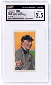 1909-11 T206 CYCLE HUGHIE JENNINGS (HOF) ONE HAND SHOWING HOF CGC 2.5 GD+.