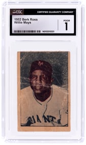1952 BERK ROSS WILLIE MAYS (HOF) CGC 1 POOR.