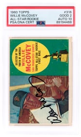 1960 TOPPS ALL-STAR ROOKIE #316 WILLIE MCCOVEY (HOF) ROOKIE CARD PSA/DNA 2 GOOD AUTOGRAPH 10.