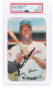 1970 TOPPS SUPER #24 HANK AARON (HOF) PSA/DNA 3 VG AUTOGRAPH 10.