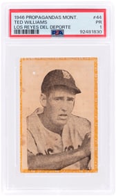 1946-47 PROPAGANDAS MONTIEL LOS REYES DEL DEPORTE #44 TED WILLIAMS (HOF) PSA 1 POOR.