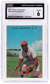 1967 TOPPS VENEZUELAN #89 DAVE CONCEPCION ROOKIE CARD CGC 6 EX-NM.