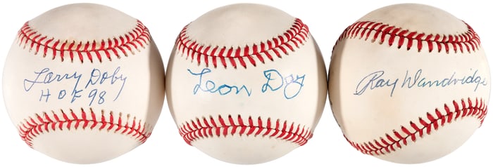 NEGRO LEAGUE GREATS (HOF) SIGNED BASEBALL LOT OF SIX.