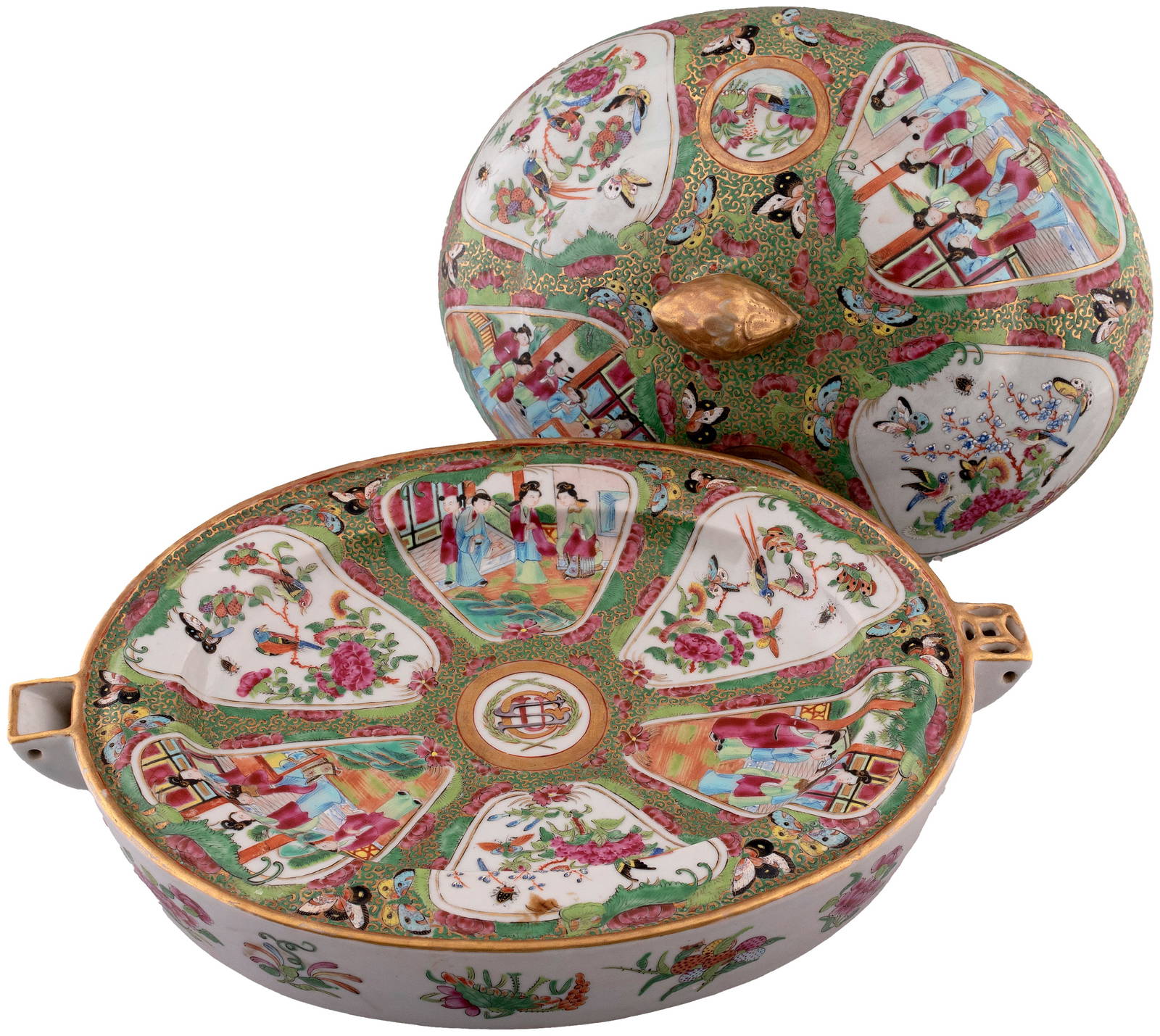 U.S. GRANT C. 1868 WHITE HOUSE FAMILLE CHINESE EXPORT SERVING DISH.