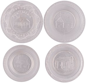 COLLECTION OF SEVEN WILLIAM HENRY HARRISON GLASS PLATES.