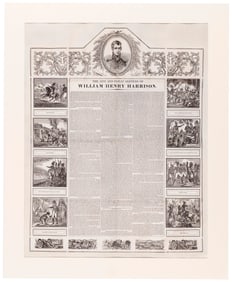 W. H. HARRISON BIOGRAPHICAL 1840 CAMPAIGN BROADSIDE.