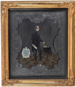 MONUMENTAL HENRY CLAY DAUGERROTYPE PHOTO 1850s MARBLE PORTRAIT PLAQUE.