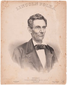 LINCOLN POLKA 1860 CAMPAIGN SHEET MUSIC FEATURING BEARDLESS PORTRAIT.