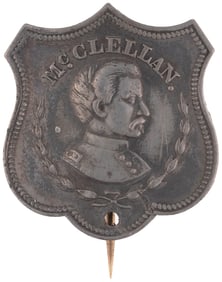 McCLELLAN SHIELD SHAPED PORTRAIT BADGE DeWITT 1864-26.