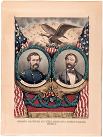 FREMONT & COCHRANE GRAND NATIONAL BANNER RADICAL DEMOCRACY 1864 PRINT.