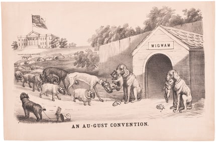 AN AU-GUST CONVENTION 1866 NATIONAL UNION CONVENTION CARTOON PRINT.