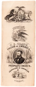 U. S. GRANT PRIDE OF AMERICA 1868 CAMPAIGN PORTRAIT RIBBON.