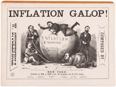 ANTI- GRANT "INFLATION GALOP!" C. 1874 CARTOON SHEET MUSIC.
