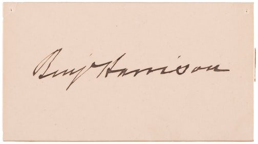 BENJAMIN HARRISON 23RD PRESIDENT OF THE UNITED STATES SIGNED CARD.