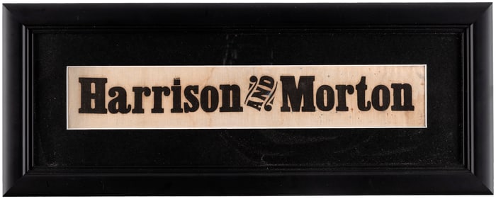 HARRISON & MORTON SILK CAMPAIGN ARM OR HATBAND IN FRAMED DISPLAY.
