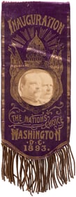 CLEVELAND & STEVENSON 1893 CONJOINED JUGATE INAUGURAL RIBBON.