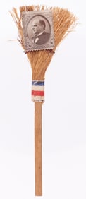 McKINLEY 1896 CLEAN SWEEP BROOM WITH REAL PHOTO PORTRAIT.