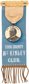 COOK COUNTY McKINLEY CLUB SCARCE ILLINOIS RIBBON BADGE.