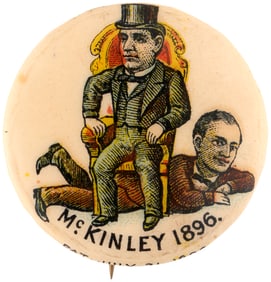 MCKINLEY IN PRESIDENTIAL CHAIR SITTING ON BRYAN BUTTON HAKE #3279.