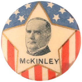 McKINLEY 1896 STAR MOTIF PORTRAIT BUTTON UNLISTED IN HAKE.