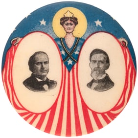 BRYAN & KERN SCARCE 1908 LADY LIBERTY JUGATE BUTTON HAKE #102.