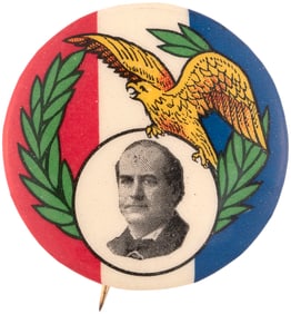 BRYAN EAGLE & WREATH 1908 CAMPIAGN BUTTON UNLISTED IN HAKE.