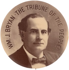 BRYAN "THE TRIBUNE OF THE PEOPLE" PORTRAIT BUTTON LARGEST VARIETY.