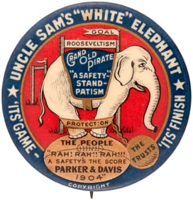 PARKER & DAVIS 1904 CLASSIC WHITE ELEPHANT BUTTON HAKE #112.