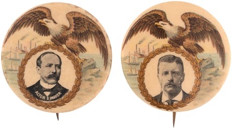 ROOSEVELT & PARKER 1904 EAGLE MOTIF BUTTON PAIR.