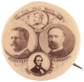 THE OLD BOYS ROOSEVELT AND FAIRBANKS JUGATE BUTTON.