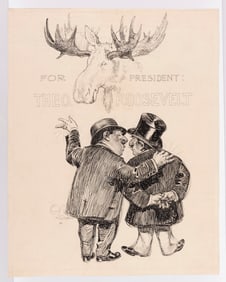 FOR PRESIDENT THEO. ROOSEVELT UNIQUE ORIGINAL ART 1912 CAMPAIGN POSTER.