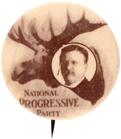 ROOSEVELT "NATIONAL PROGRESSIVE PARTY" BULL MOOSE 1912 PORTRAIT BUTTON.