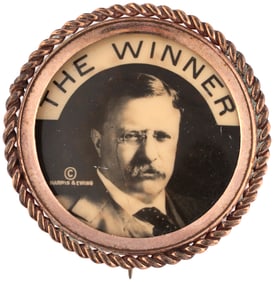 ROOSEVELT "THE WINNER" UNIQUE 1912 1" REAL PHOTO BUTTON.