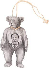 TAFT AND SHERMAN ALUMINUM FIGURAL TEDDY BEAR BOOKMARK HAKE #3171.