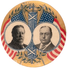 TAFT & SHERMAN AMERICAN FLAG & FASCES JUGATE BUTTON HAKE #11.
