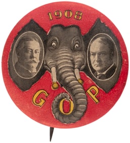 TAFT & SHERMAN 1908 ELEPHANT EARS JUGATE BUTTON HAKE #7.