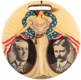 WILSON & MARSHALL 1912 LADY LIBERTY CELLO WATCH FOB JUGATE.