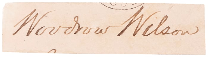 WOODROW WILSON 28TH PRESIDENT SIGNED CUT.