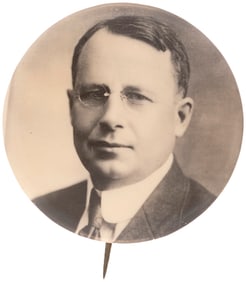STRIKING REAL PHOTO JAMES COX PORTRAIT BUTTON.