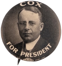 COX FOR PRESIDENT PORTRAIT BUTTON HAKE #11.