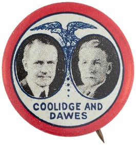 COOLIDGE AND DAWES SCARCE 1924 LITHO JUGATE BUTTON HAKE #8.