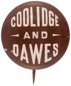 COOLIDGE AND DAWES SCARCE 1924 LITHO BUTTON.